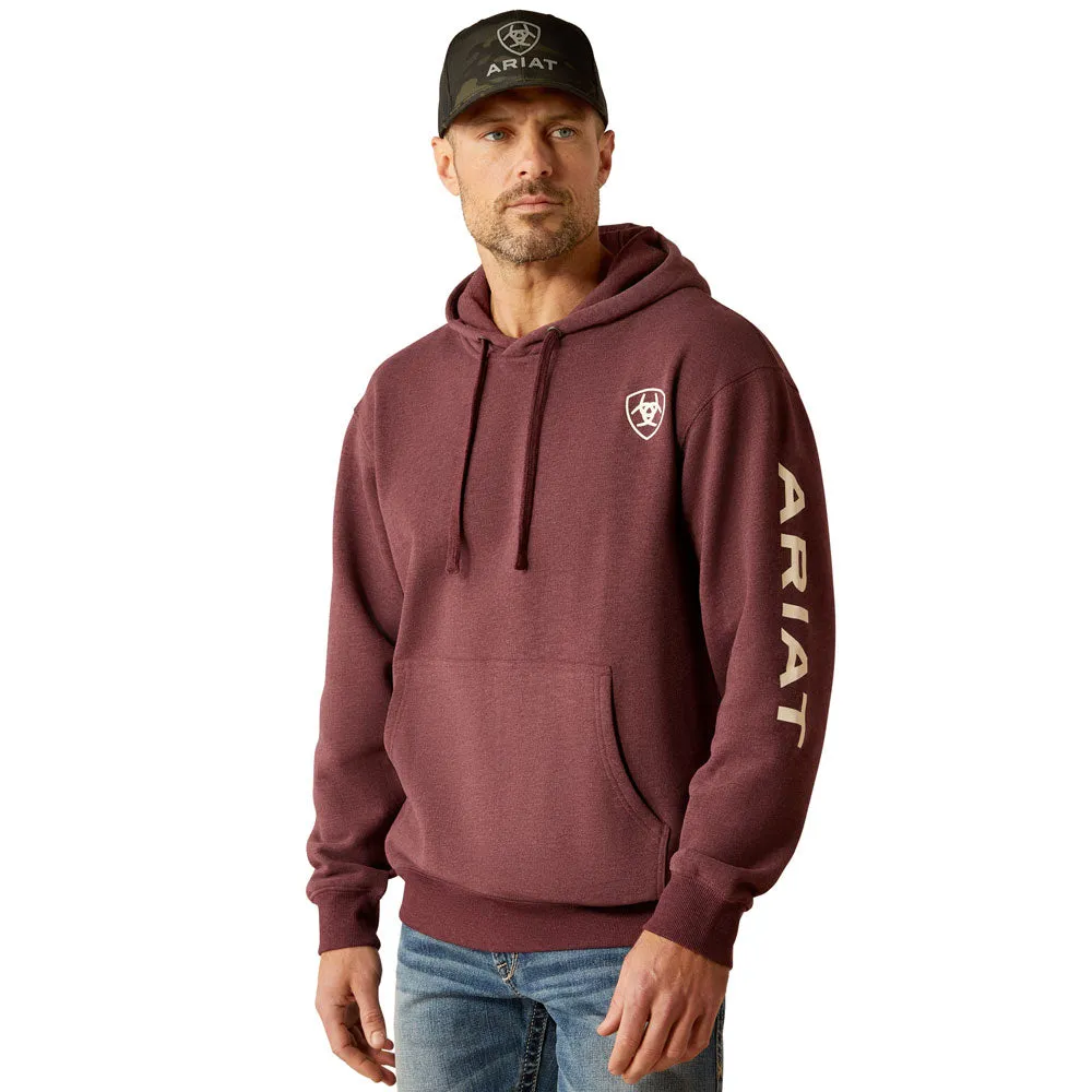 10052768 Ariat Men's Ariat Logo Hoodie - Malbec Heather/Soft White