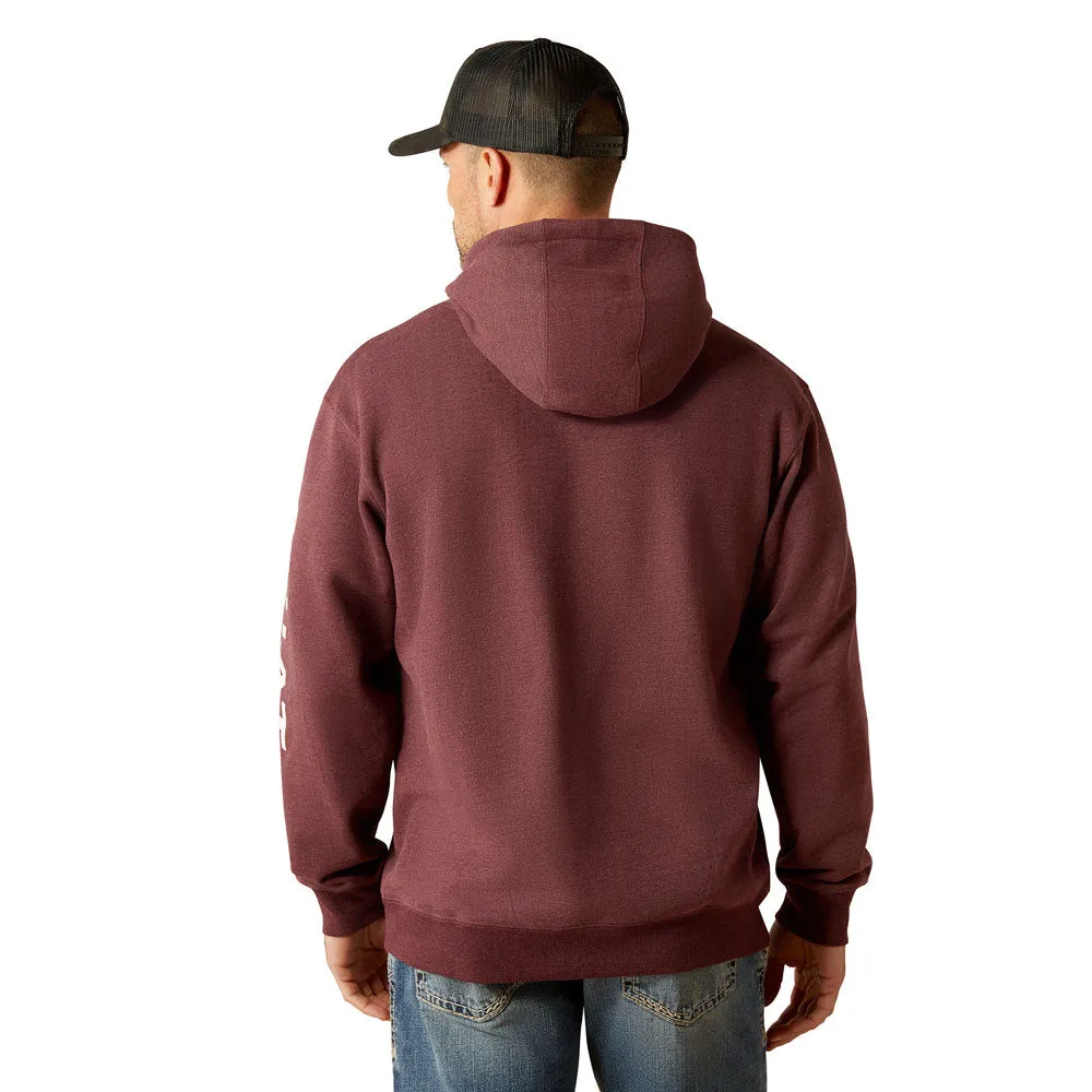 10052768 Ariat Men's Ariat Logo Hoodie - Malbec Heather/Soft White