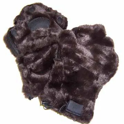 Adult Brown Faux Fur Mittens