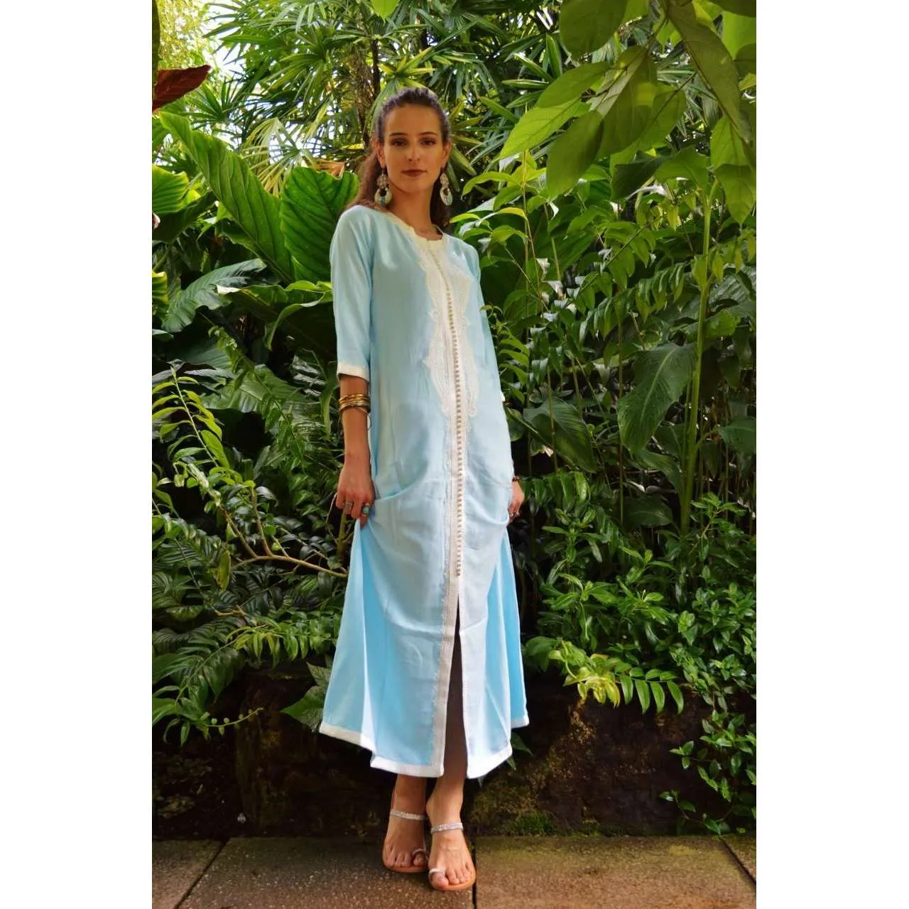 Baby Blue Karima Kaftan Caftan-Moroccan Kaftan