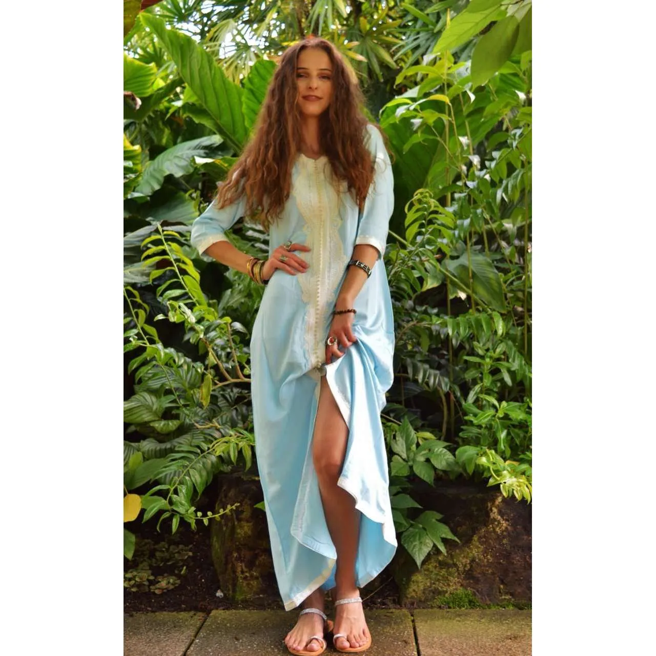 Baby Blue Karima Kaftan Caftan-Moroccan Kaftan