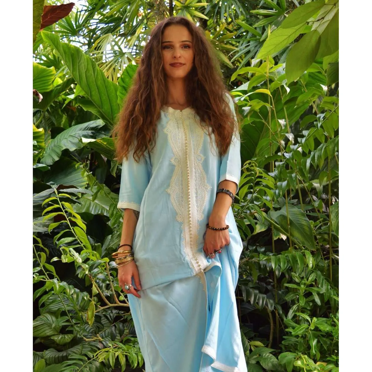 Baby Blue Karima Kaftan Caftan-Moroccan Kaftan