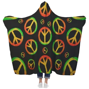 Black Peace Hooded Blanket