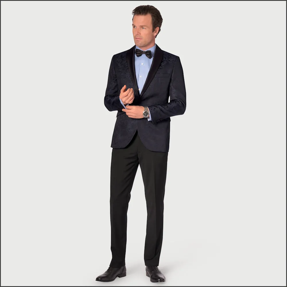 Brook Taverner Tailored Fit Tees Navy Jacquard Evening Jacket-