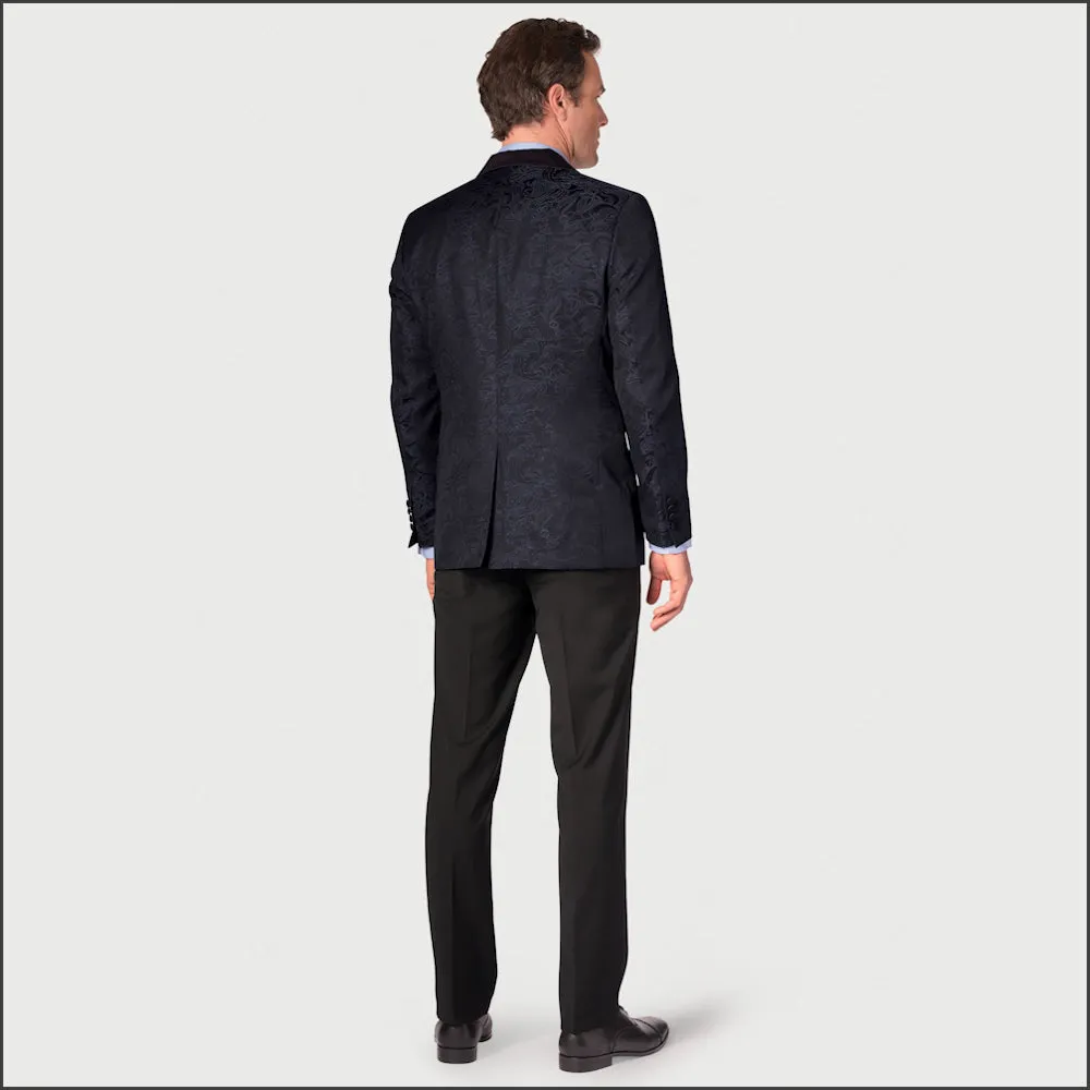 Brook Taverner Tailored Fit Tees Navy Jacquard Evening Jacket-