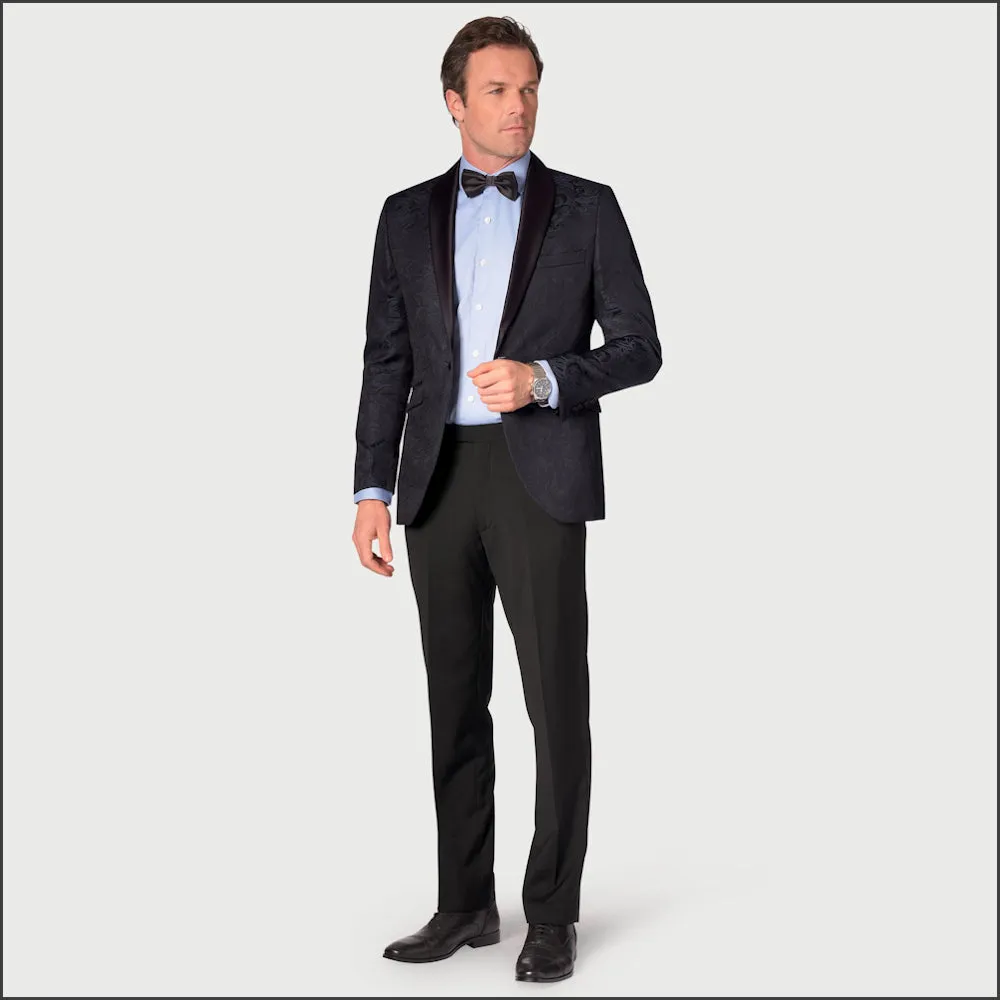 Brook Taverner Tailored Fit Tees Navy Jacquard Evening Jacket-