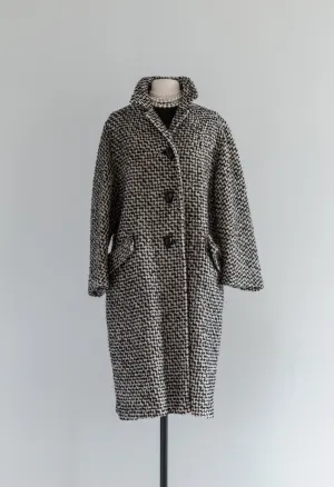 Chic 1960's Chunky COZY Wool Tweed Coat / ML