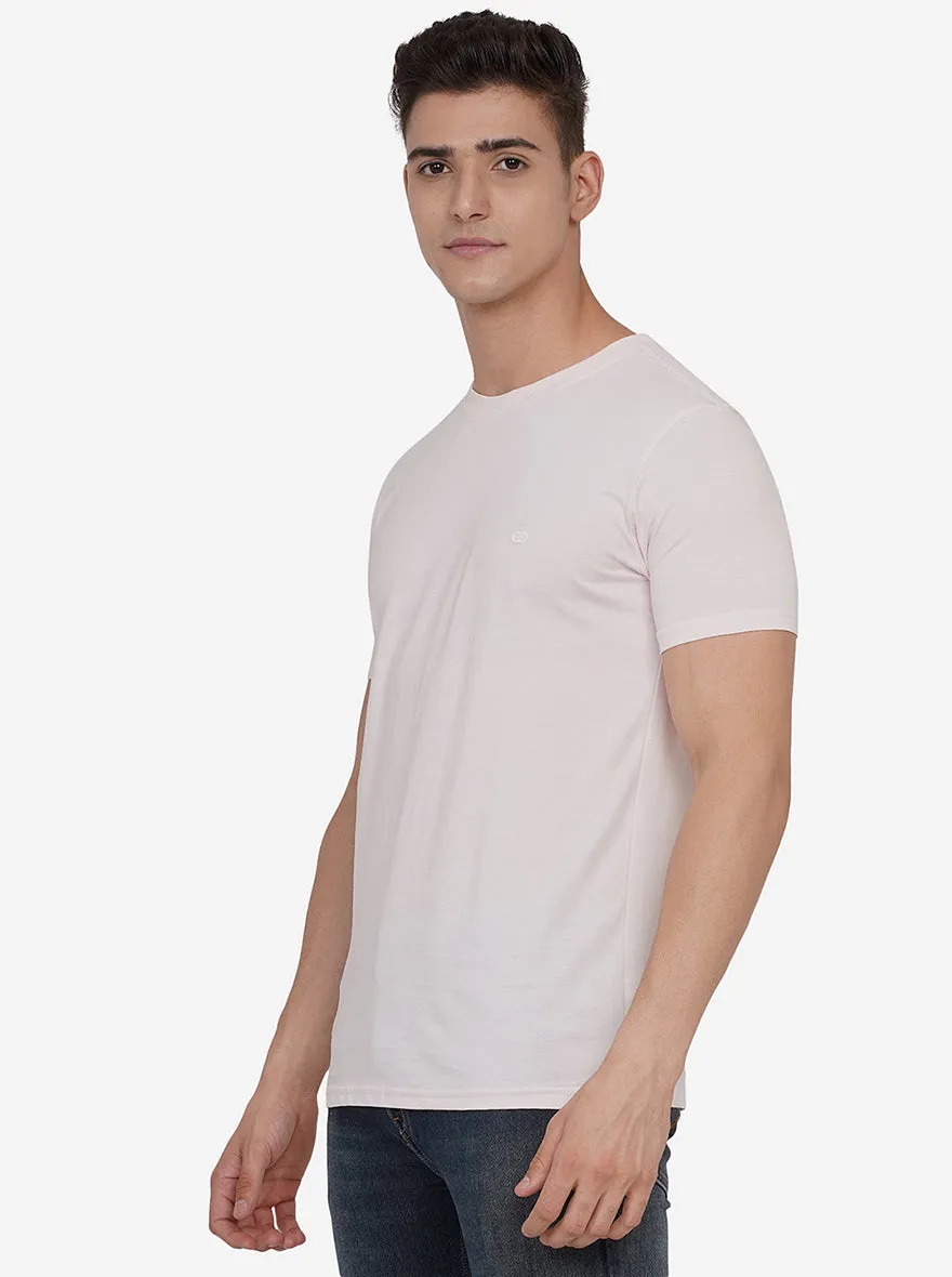 Delicacy Pink Solid Slim Fit T-Shirt | JadeBlue