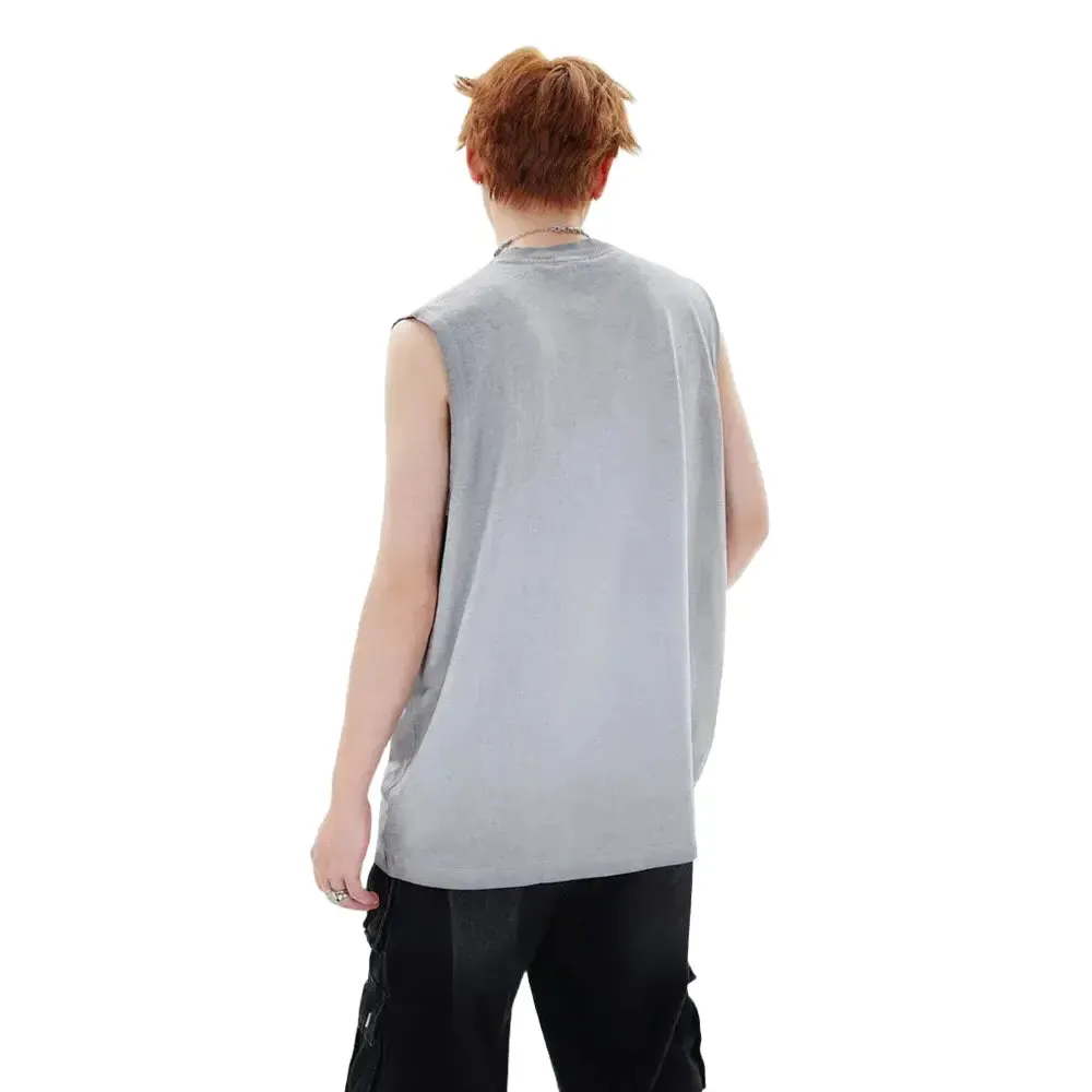 Distressed Sleeveless Gradient Dyed Tank Top