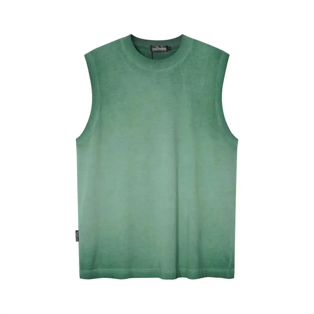 Distressed Sleeveless Gradient Dyed Tank Top