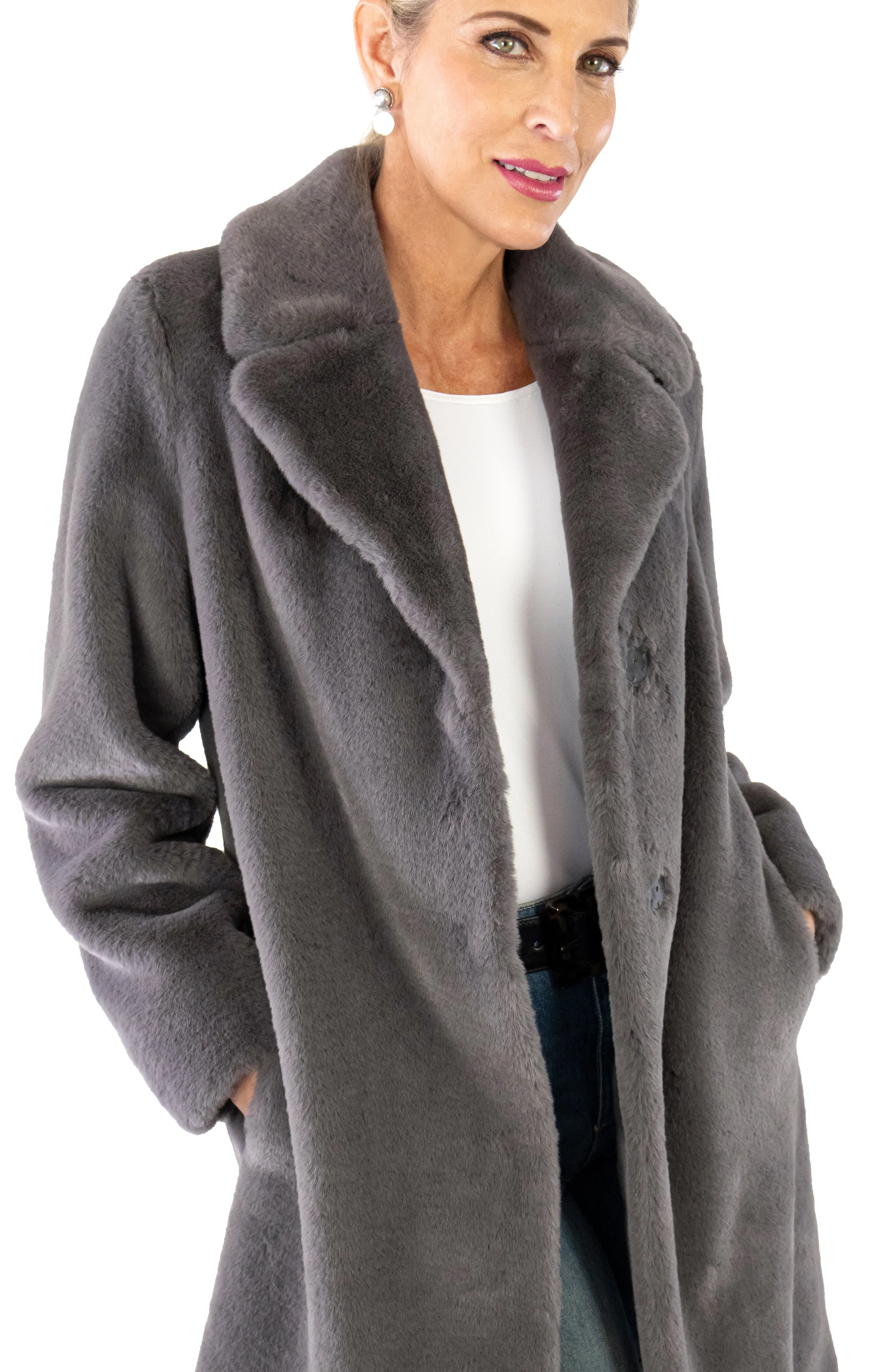 Faux Fur Trench - Antracite