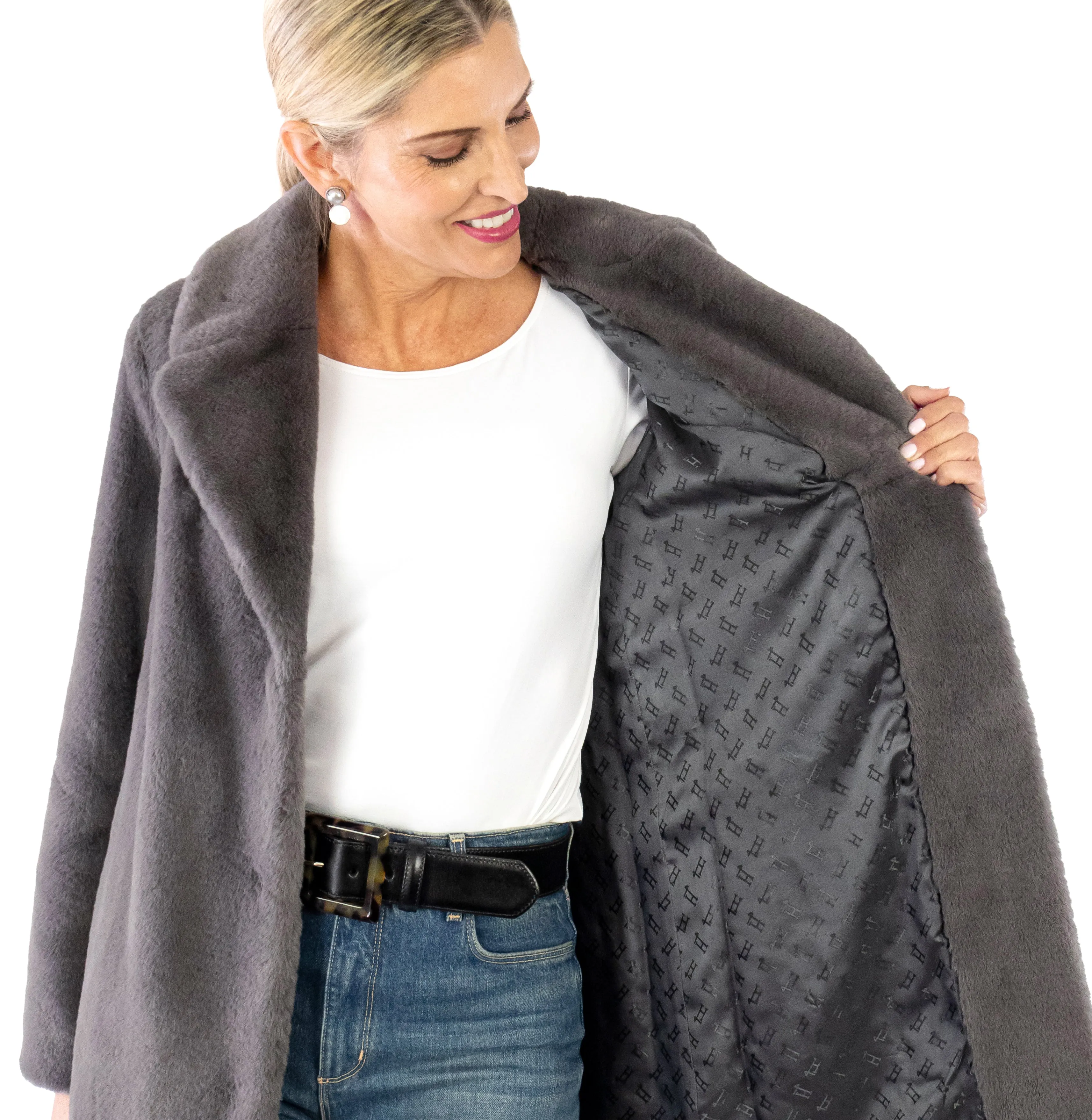 Faux Fur Trench - Antracite