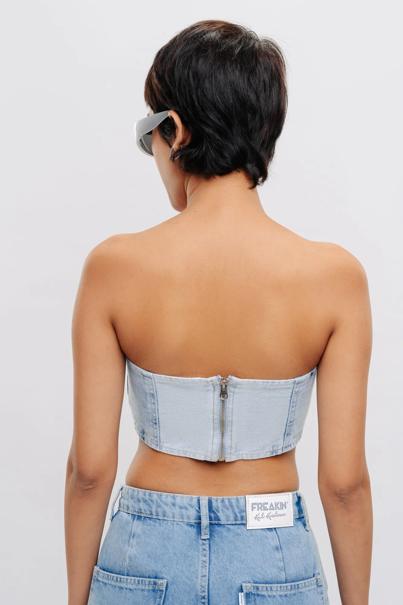 Light Blue Denim Bustier Top