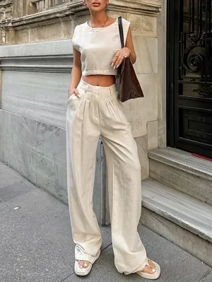 Linen Tank Top & Long Pant Set