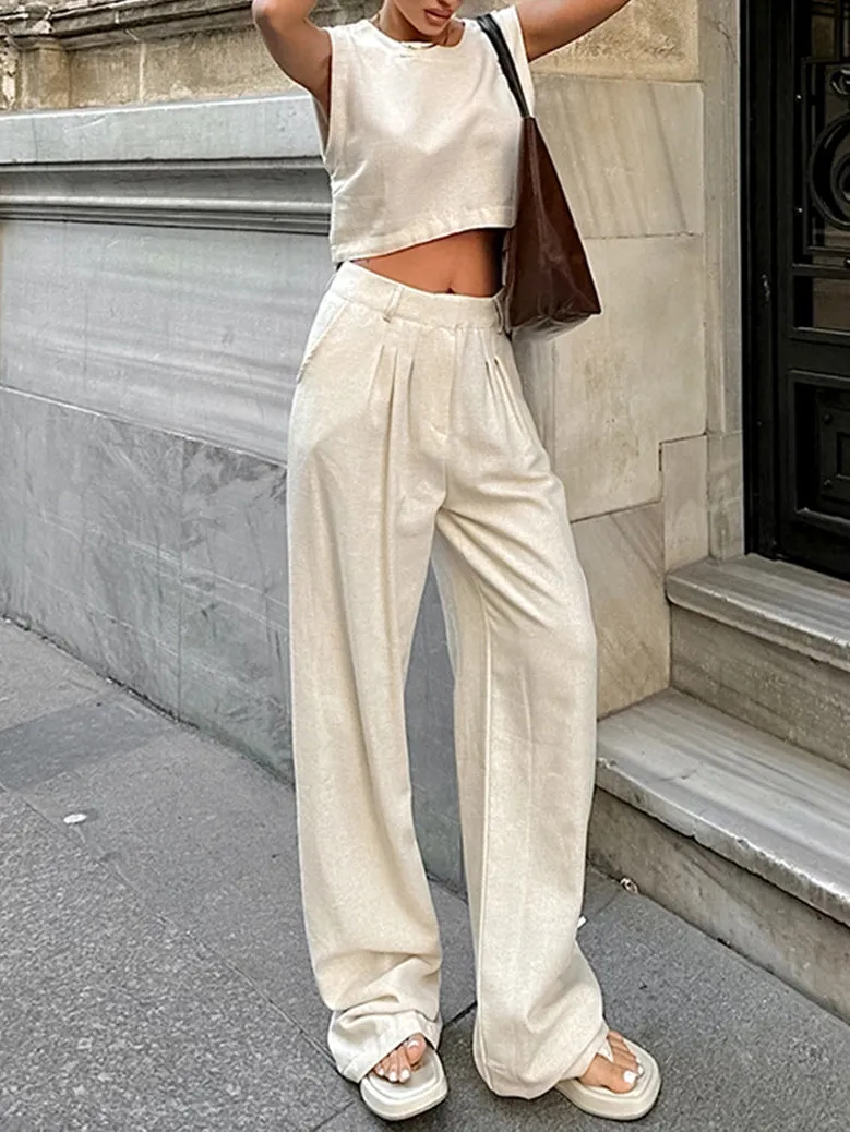 Linen Tank Top & Long Pant Set