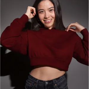 Maroon Crop Hoodie