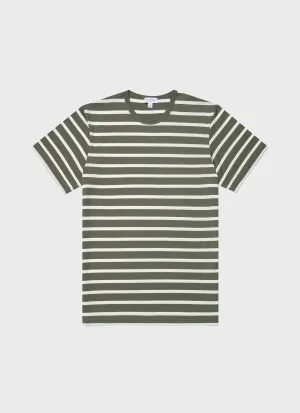 Men's Classic T-shirt in Khaki/Ecru Breton Stripe