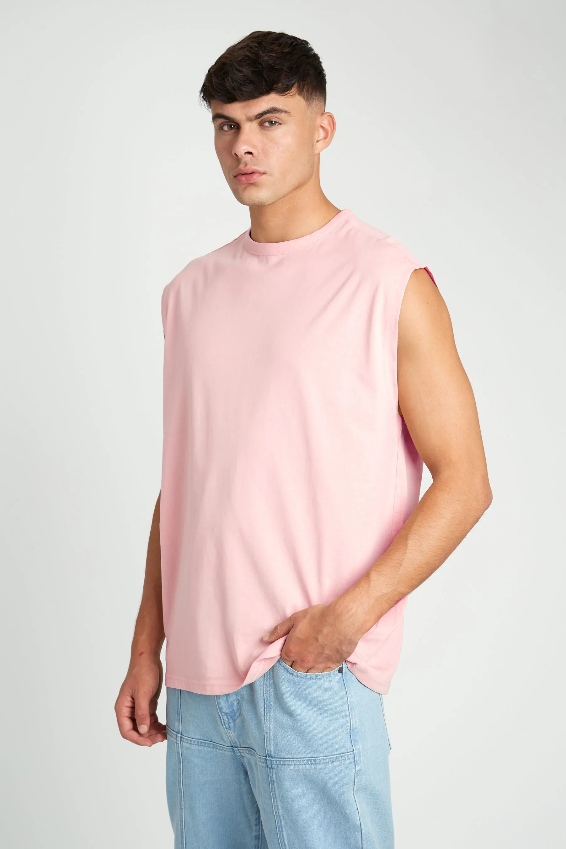 OVERSIZED SLEEVELESS T-SHIRT MULTIPACK - BLUE, PINK, STONE