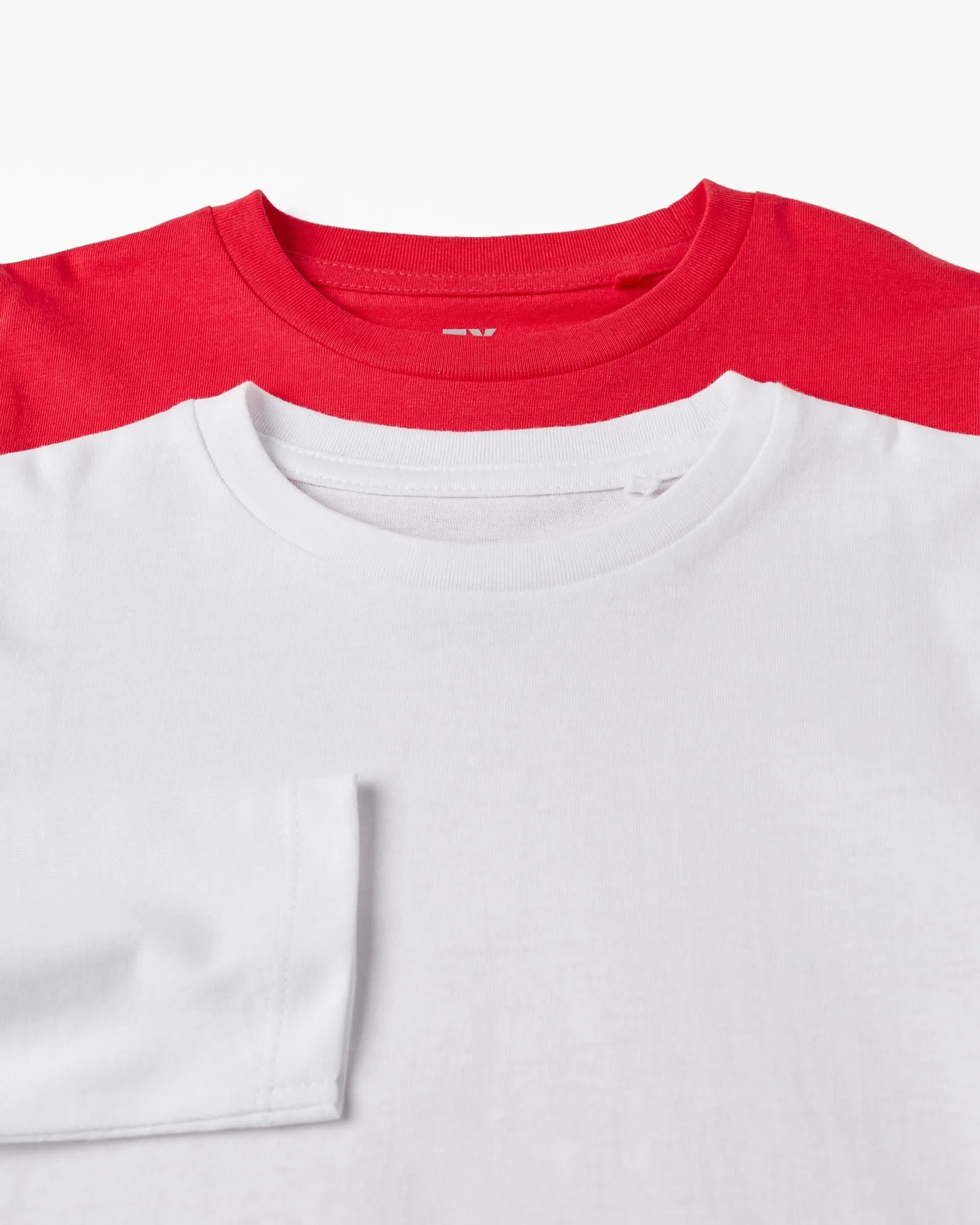 Pack of 2 Long Sleeve T-Shirts for Boys, Red/White