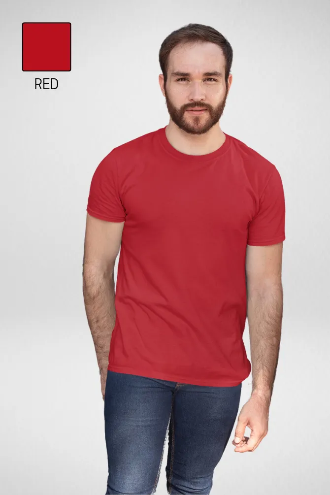 Pack Of 3 Plain T-shirts White Black and Red for Men