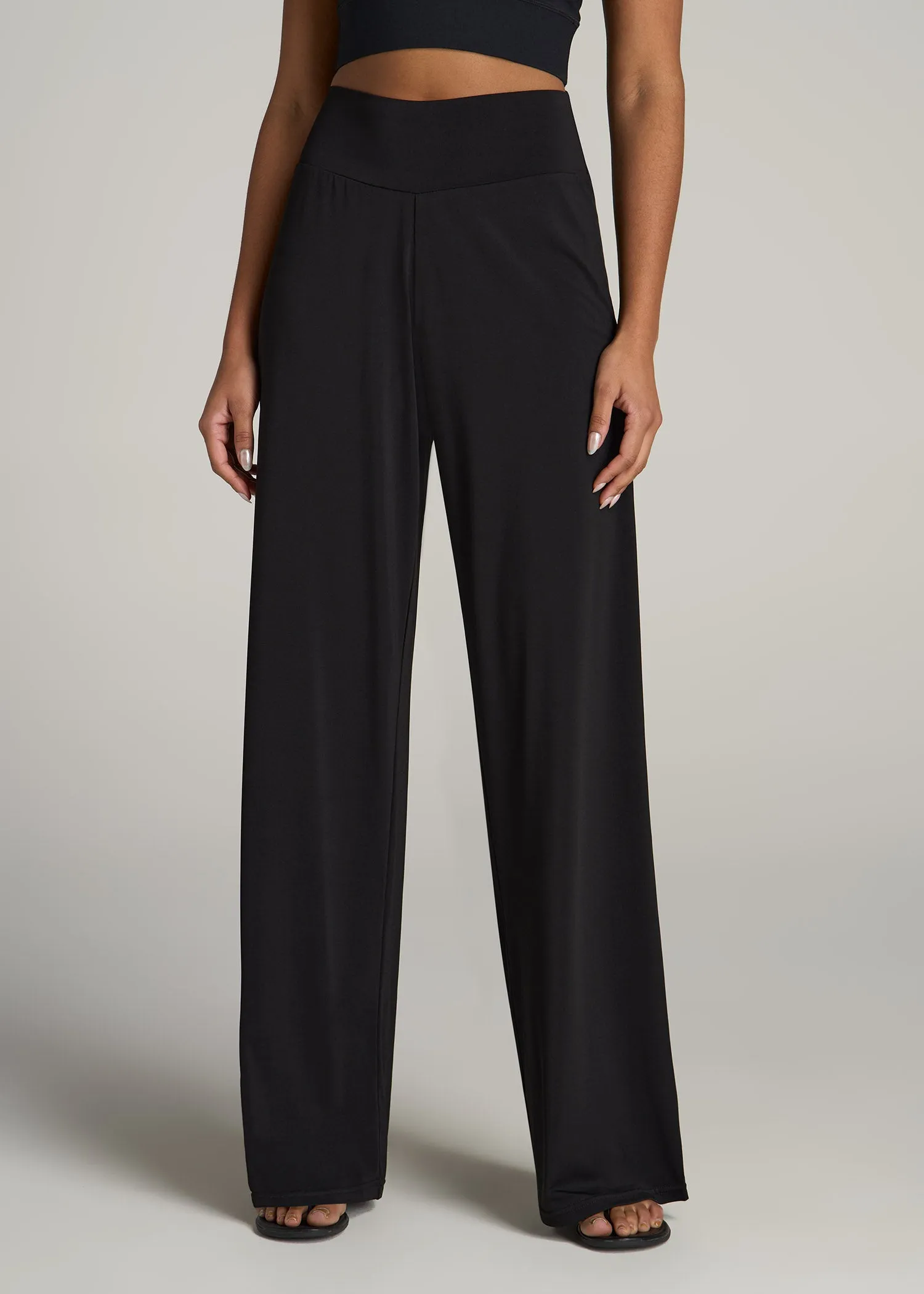 Pull On Breezy Wide Leg Pants for Tall Women in Black