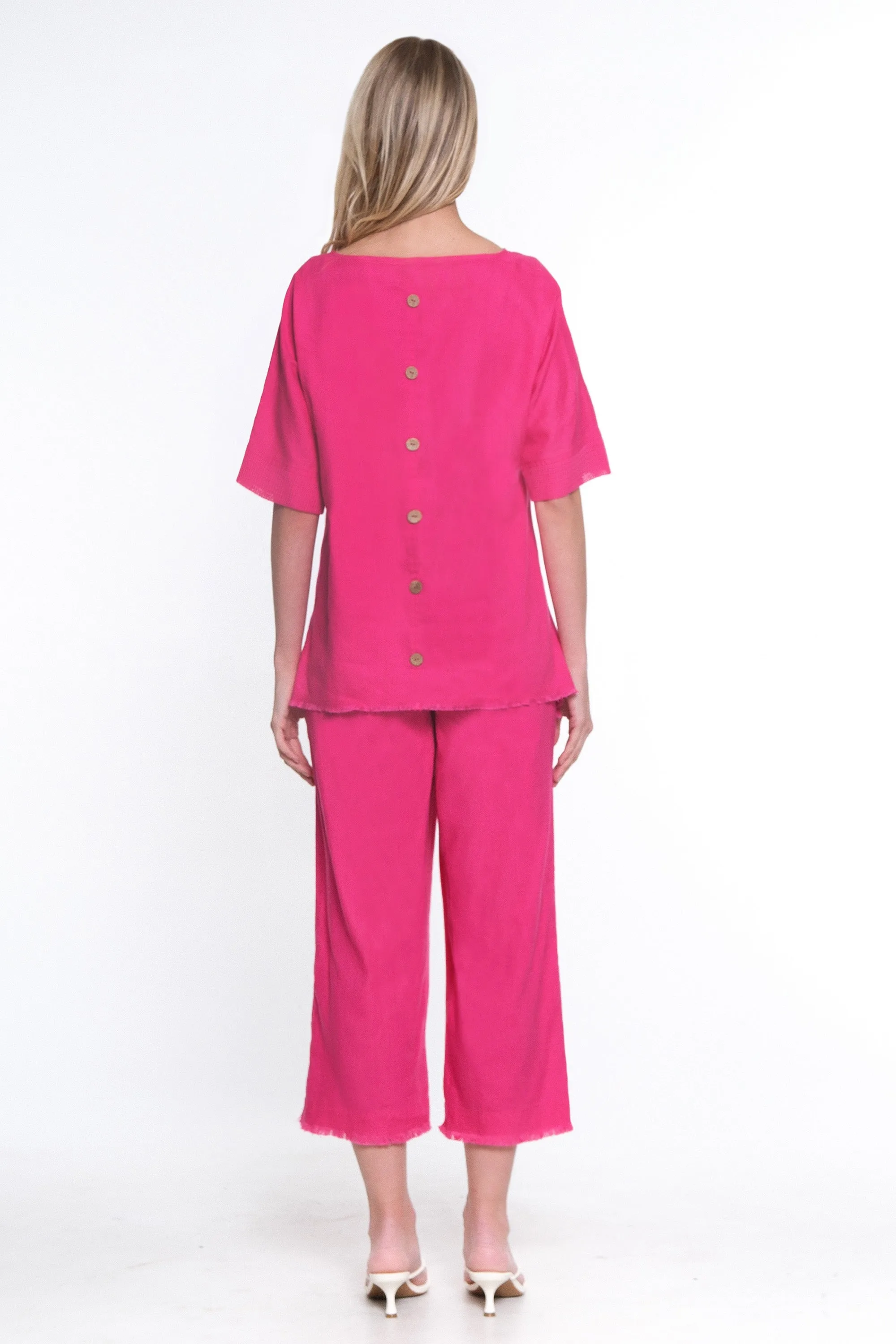 Pull On Wide Leg Pant- Fuchsia