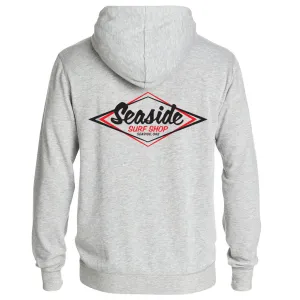 Seaside Surf Shop Mens Vintage Logo Hooded Pullover Sweatshirt - Grey Heather