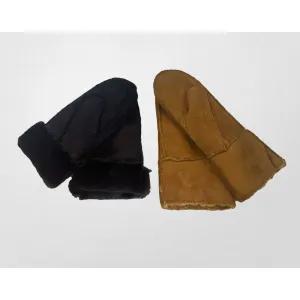 Unisex Warm Winter Soft Suede Mittens with Fur Inside