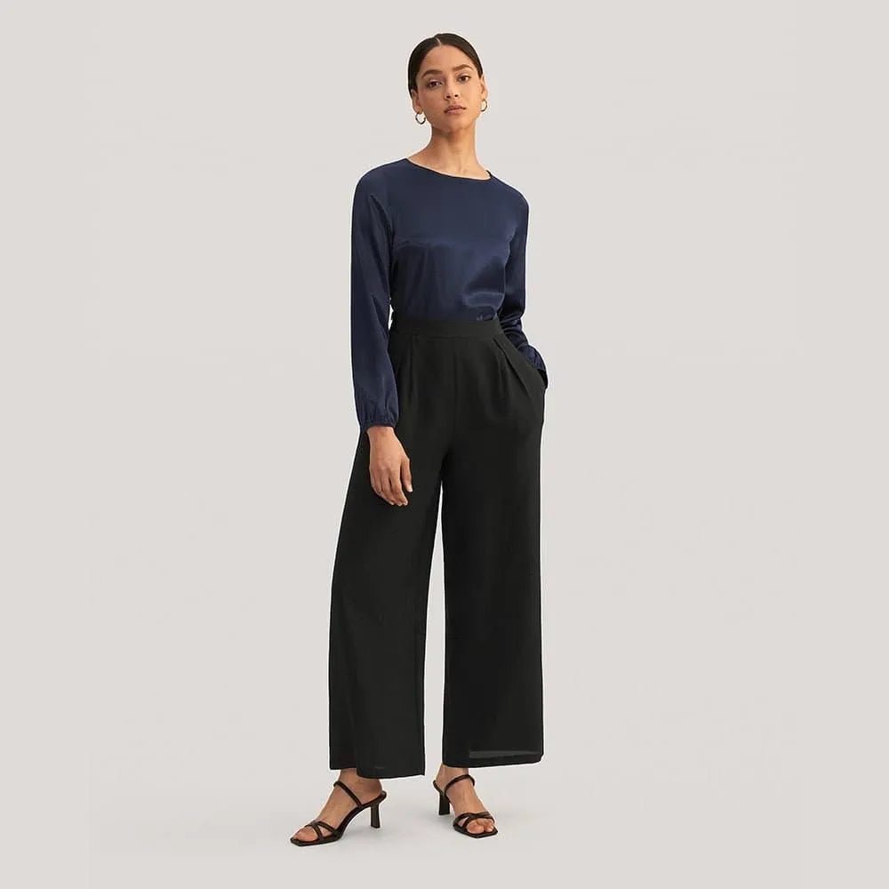 Women's 100% Silk Wide Leg Pants - Comfortable and Stylish