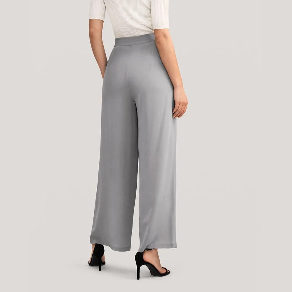 Women's 100% Silk Wide Leg Pants - Comfortable and Stylish