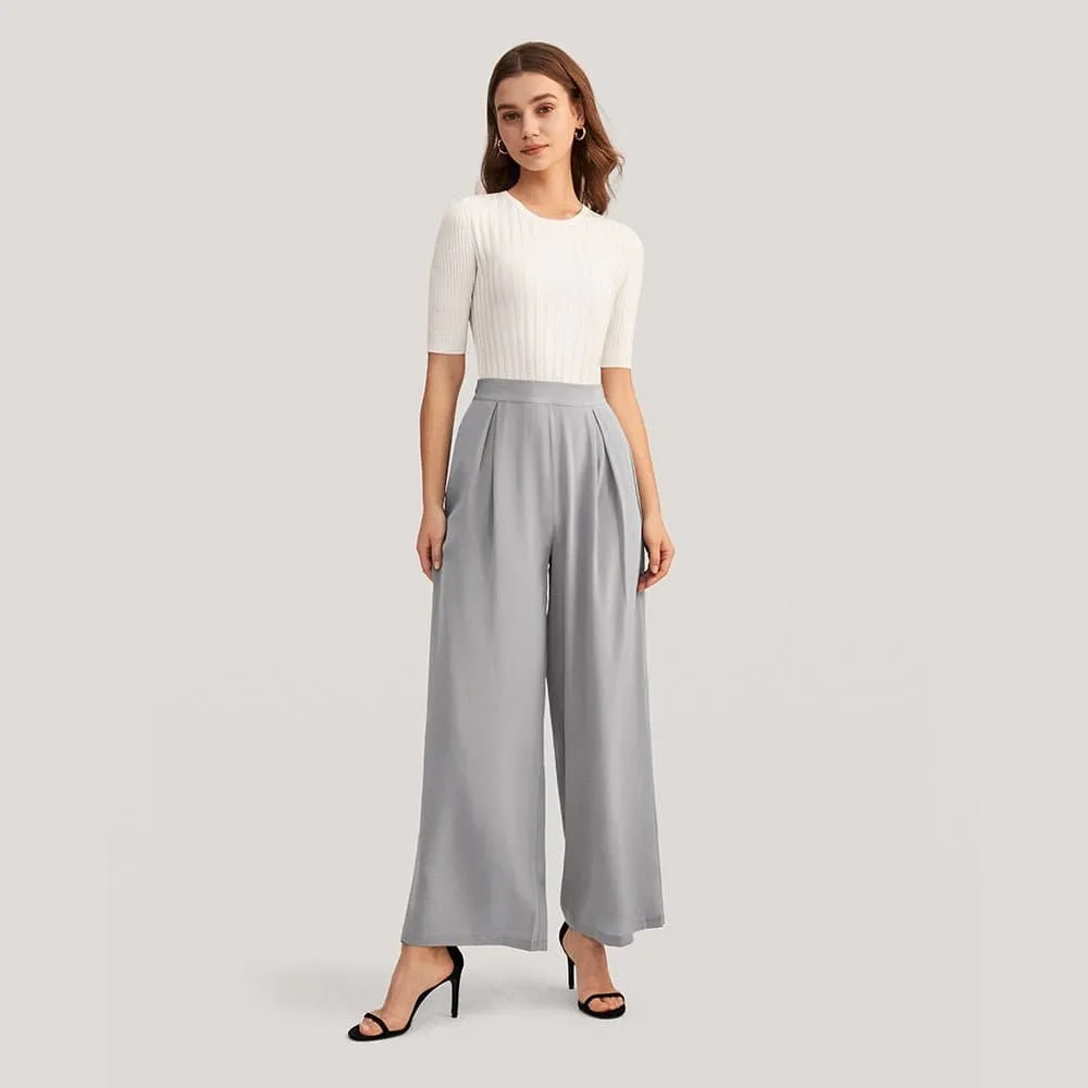 Women's 100% Silk Wide Leg Pants - Comfortable and Stylish