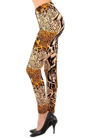 Women's Plus Brown Animal Skin Pattern Printed Leggings